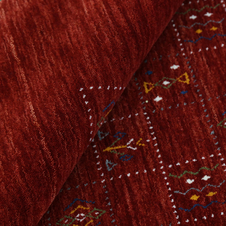 Ready to Ship Red Tribal Geometrical Design Wool Area Rug - The Rug Decor