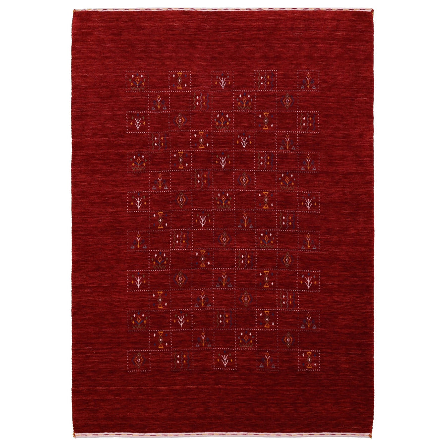 Ready to Ship Red Tribal Geometrical Design Wool Area Rug - The Rug Decor