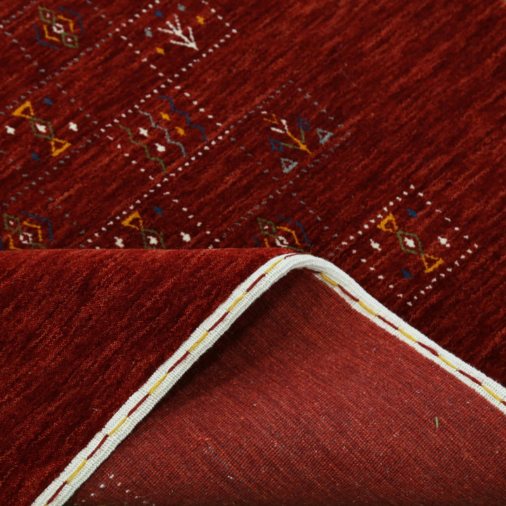 Ready to Ship Red Tribal Geometrical Design Wool Area Rug - The Rug Decor
