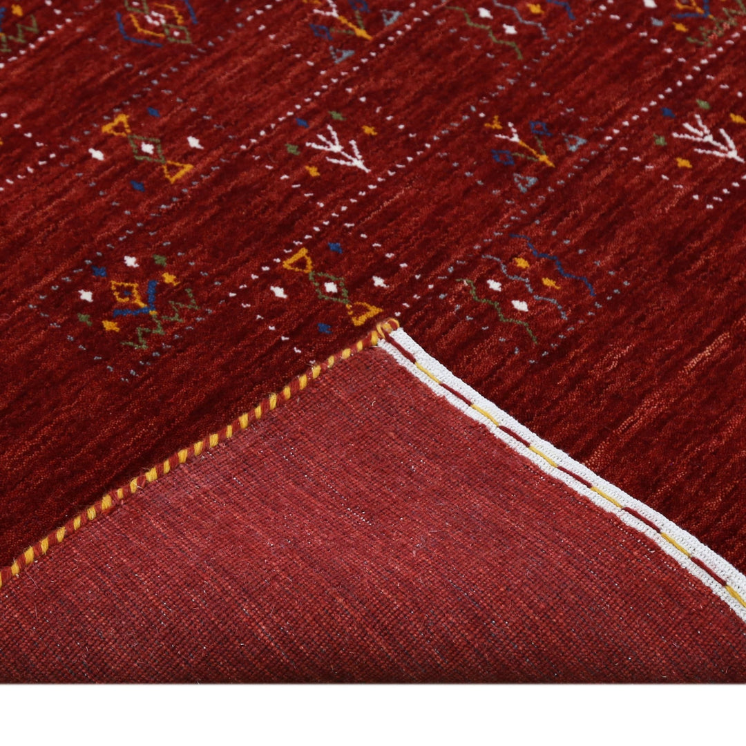 Ready to Ship Red Tribal Geometrical Design Wool Area Rug - The Rug Decor