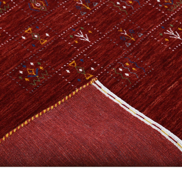 Ready to Ship Red Tribal Geometrical Design Wool Area Rug - The Rug Decor