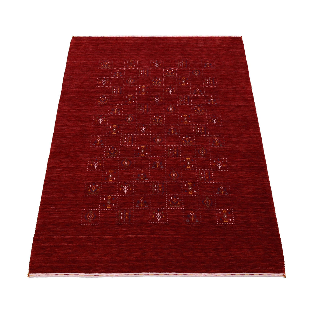Ready to Ship Red Tribal Geometrical Design Wool Area Rug - The Rug Decor