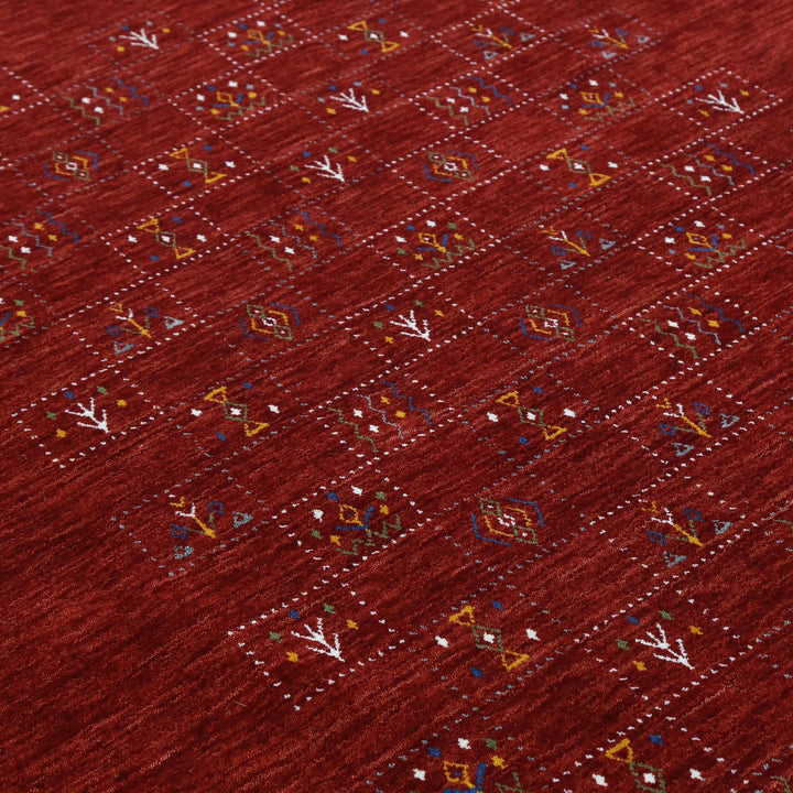 Ready to Ship Red Tribal Geometrical Design Wool Area Rug - The Rug Decor
