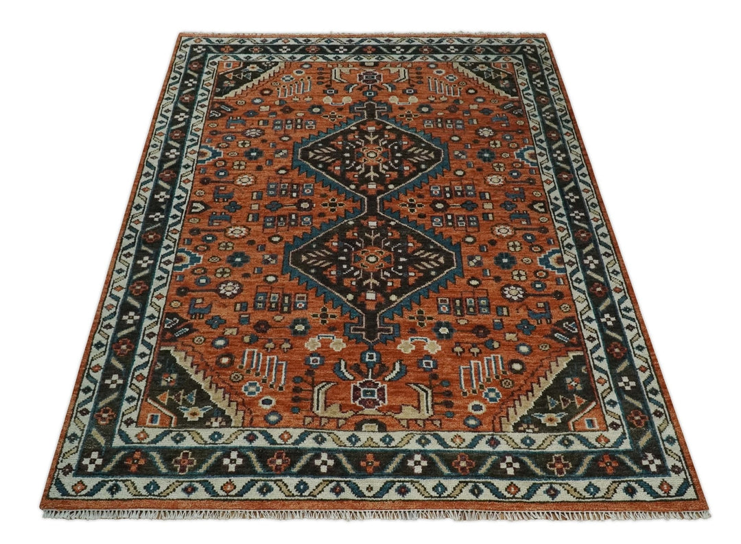 Ready to ship Rust, Ivory and Brown Oriental Traditional Area Rug - The Rug Decor