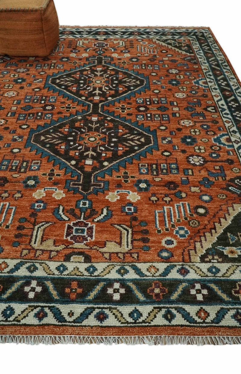 Ready to ship Rust, Ivory and Brown Oriental Traditional Area Rug - The Rug Decor