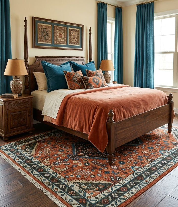 Ready to ship Rust, Ivory and Brown Oriental Traditional Area Rug - The Rug Decor