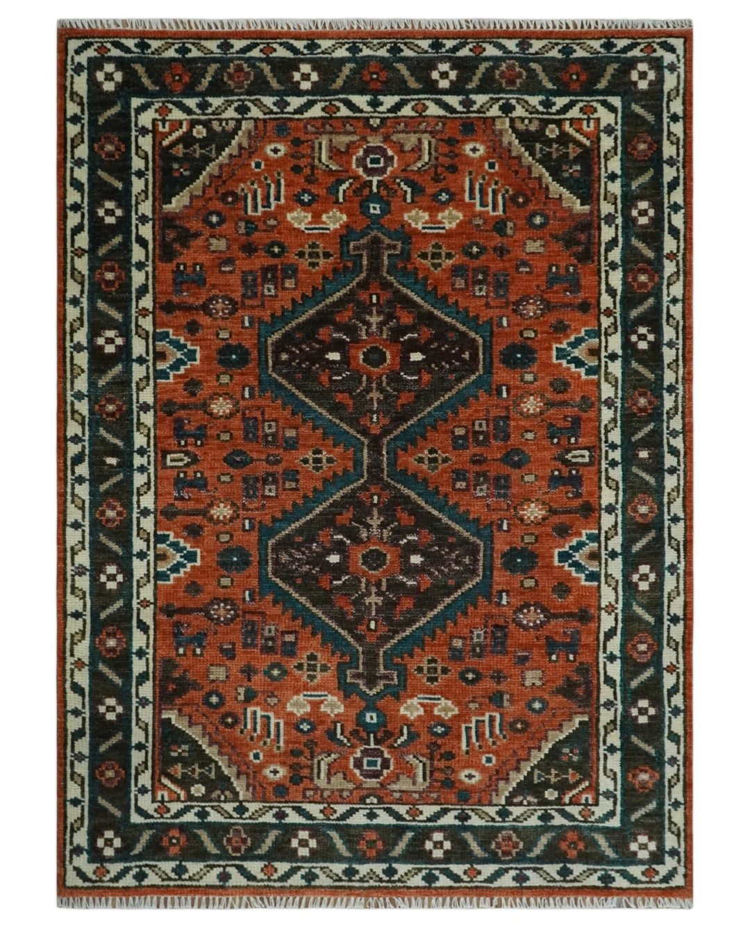Ready to ship Rust, Ivory and Brown Oriental Traditional Area Rug - The Rug Decor