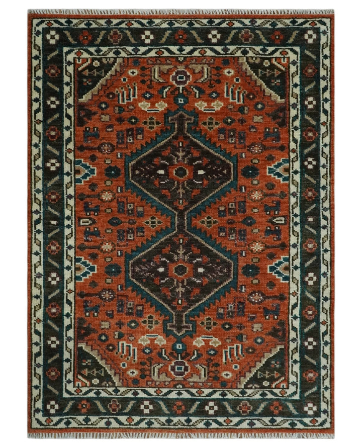 Ready to ship Rust, Ivory and Brown Oriental Traditional Area Rug - The Rug Decor