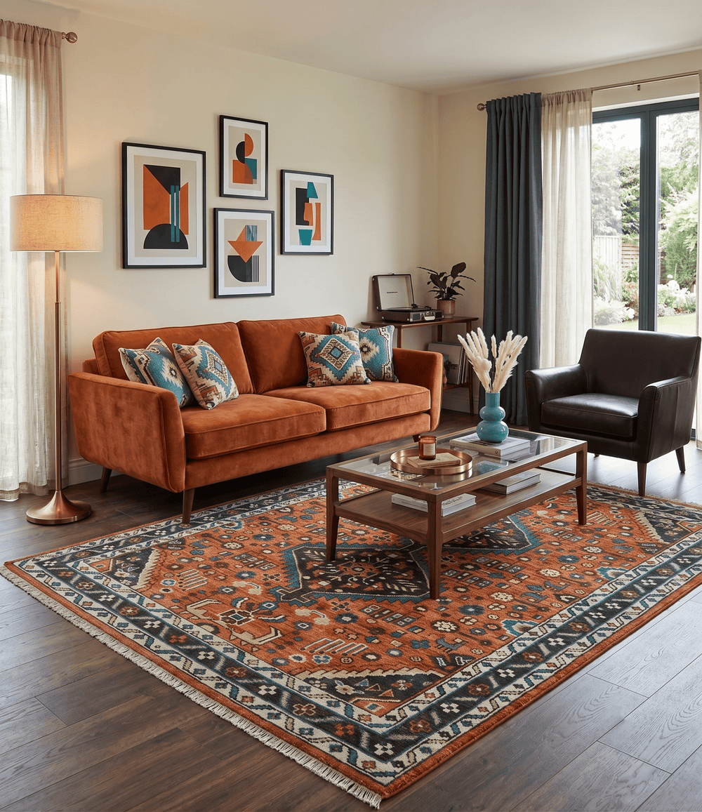 Ready to ship Rust, Ivory and Brown Oriental Traditional Area Rug - The Rug Decor