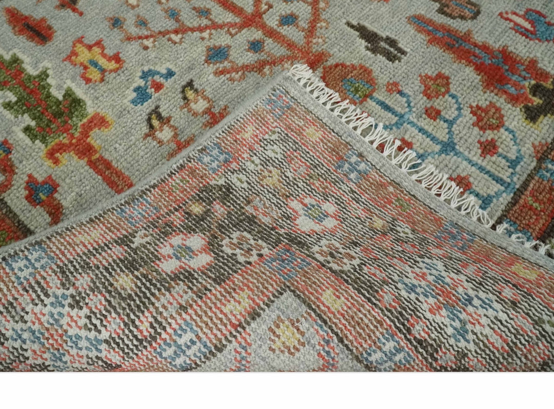 Ready to Ship Silver And Brown Tree of Life Hand Knotted 5x8 Wool Rug - The Rug Decor