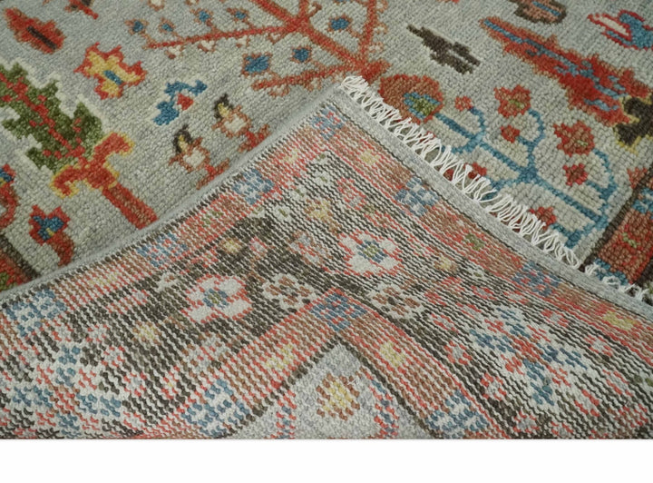 Ready to Ship Silver And Brown Tree of Life Hand Knotted 5x8 Wool Rug - The Rug Decor