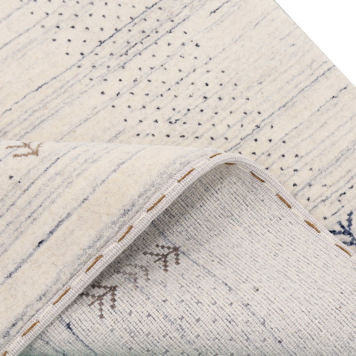 Ready to Ship Solid Ivory Border Patterns Hand Loomed Wool Area Rug - The Rug Decor