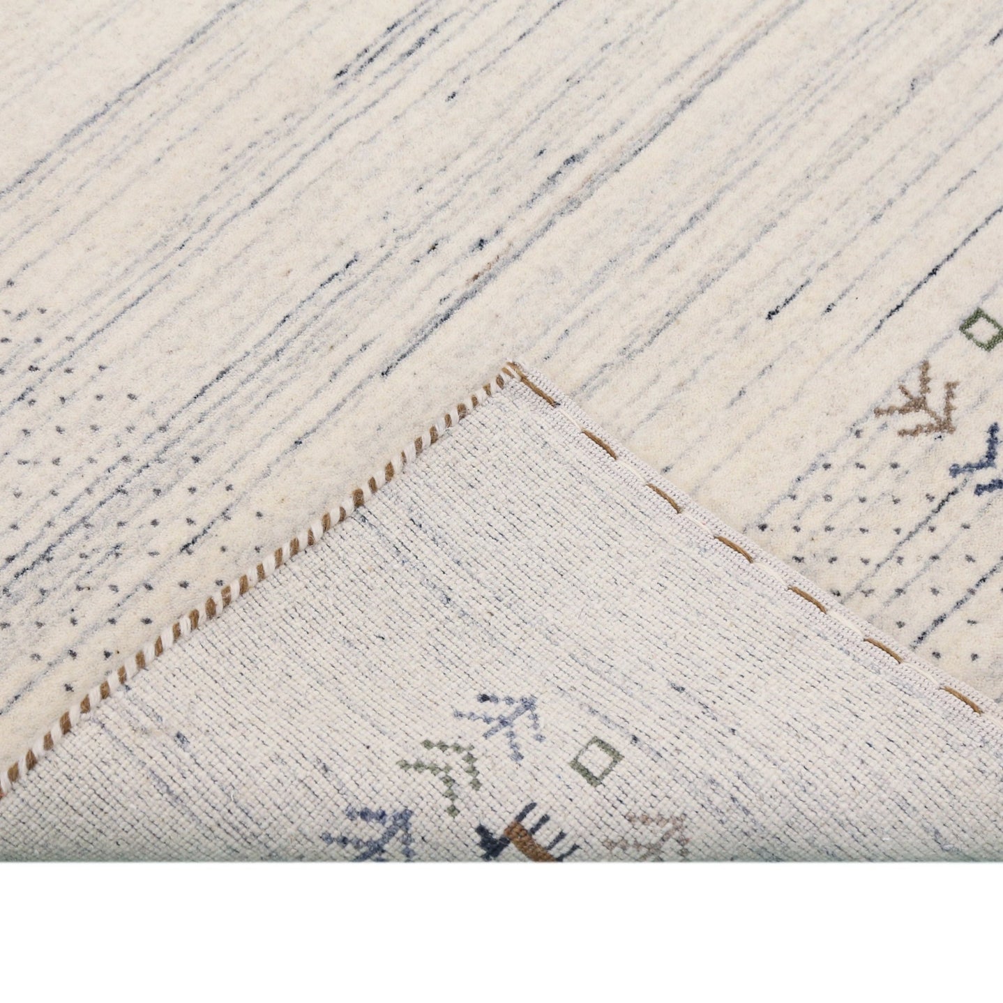 Ready to Ship Solid Ivory Border Patterns Hand Loomed Wool Area Rug - The Rug Decor