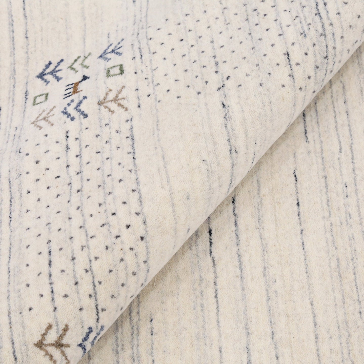 Ready to Ship Solid Ivory Border Patterns Hand Loomed Wool Area Rug - The Rug Decor