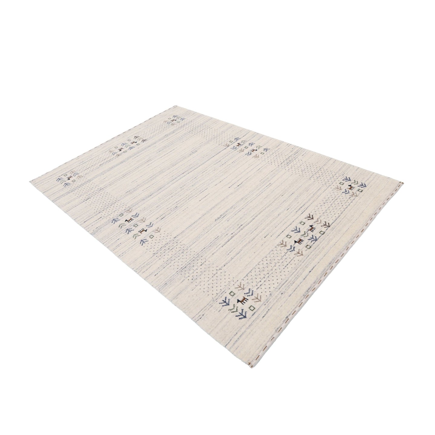 Ready to Ship Solid Ivory Border Patterns Hand Loomed Wool Area Rug - The Rug Decor