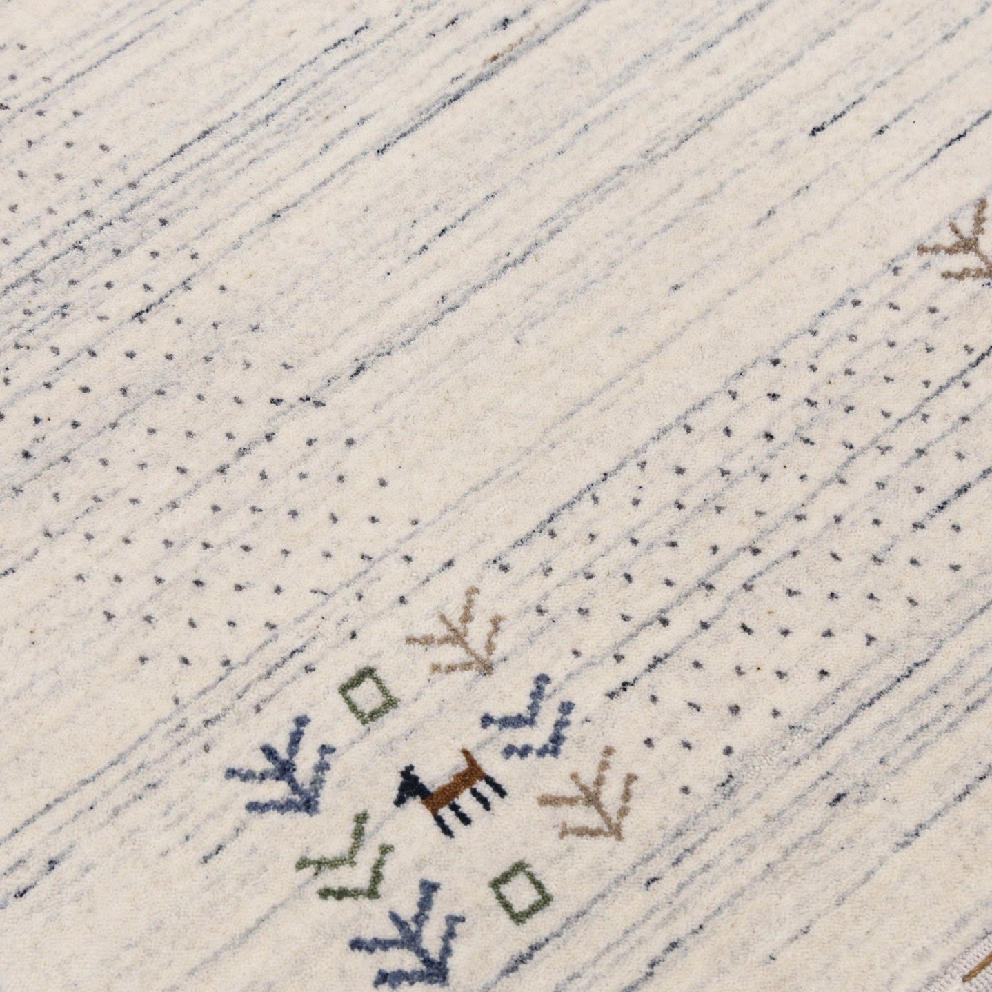 Ready to Ship Solid Ivory Border Patterns Hand Loomed Wool Area Rug - The Rug Decor