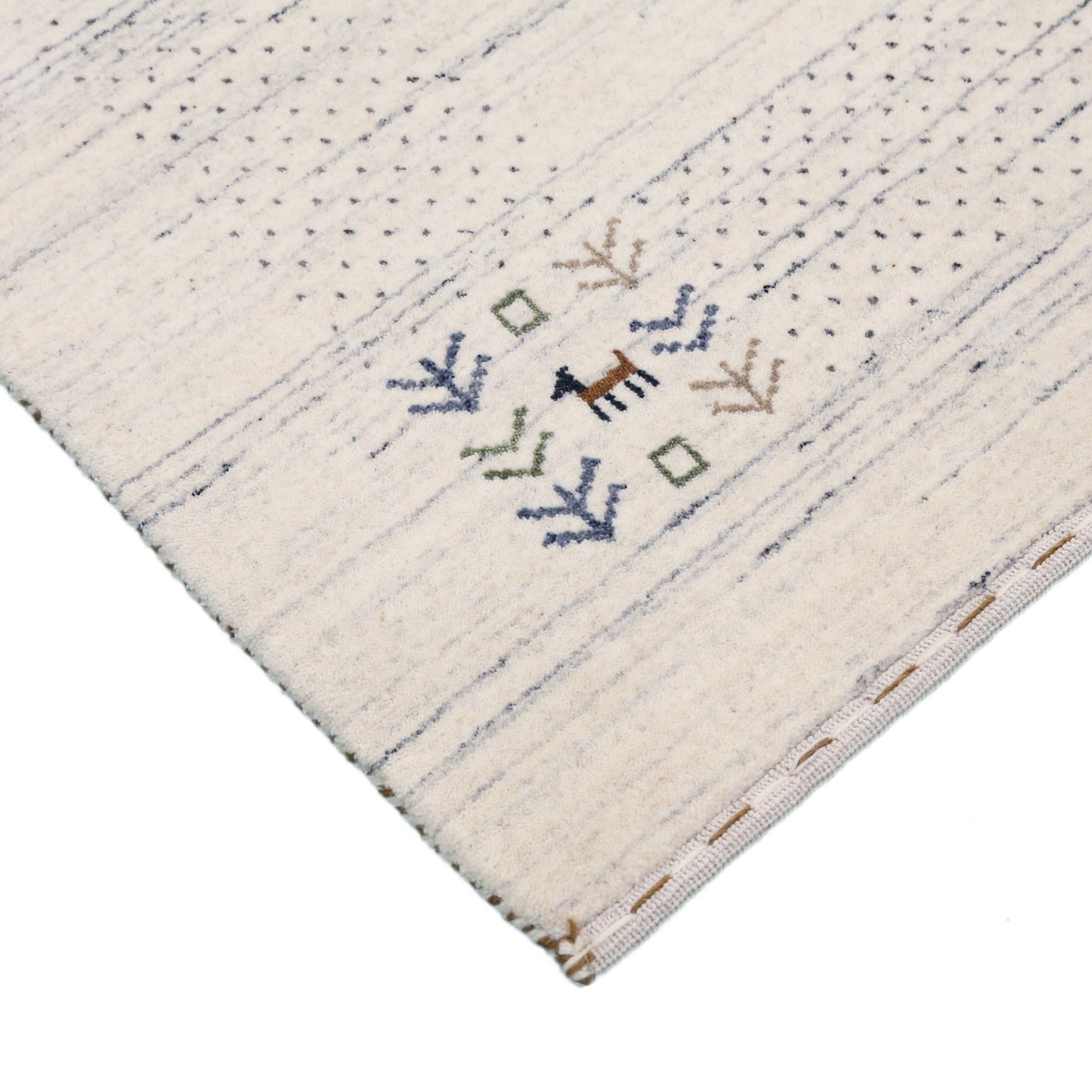Ready to Ship Solid Ivory Border Patterns Hand Loomed Wool Area Rug - The Rug Decor