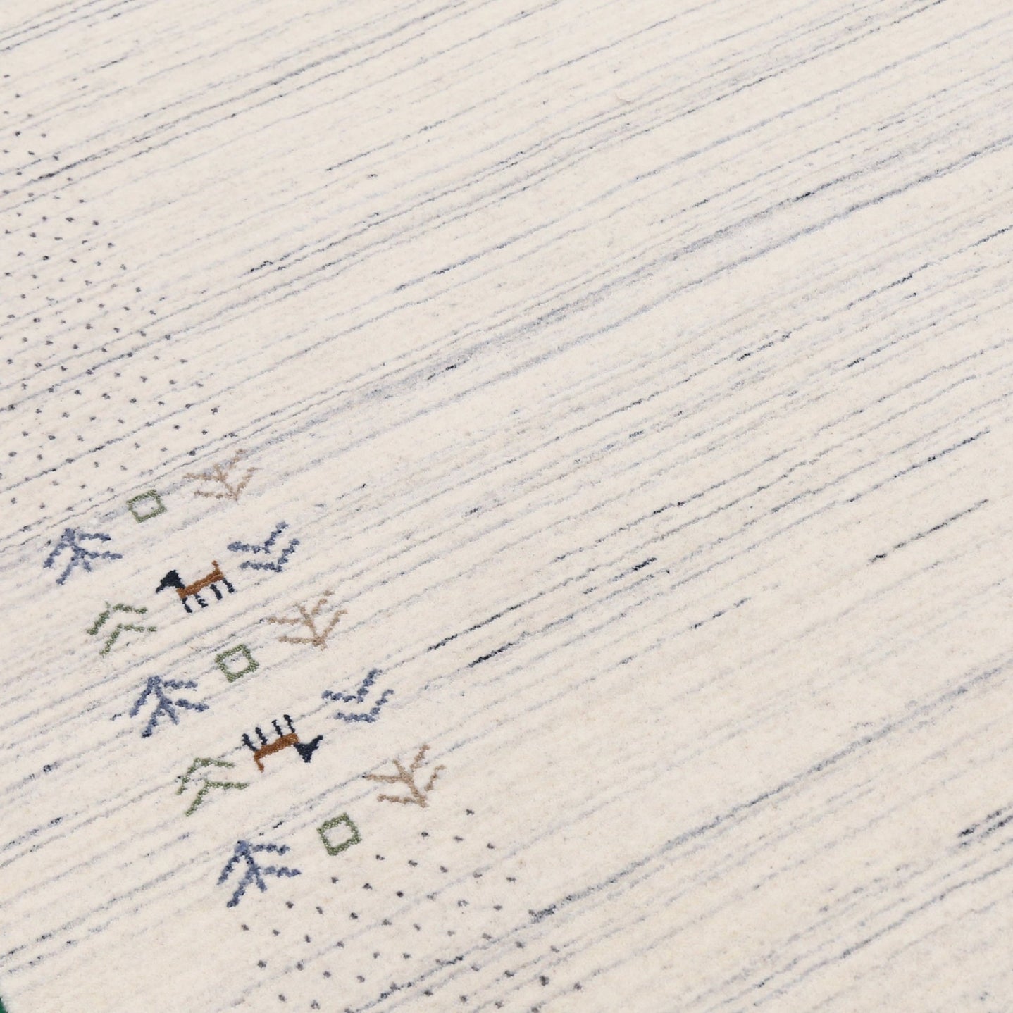 Ready to Ship Solid Ivory Border Patterns Hand Loomed Wool Area Rug - The Rug Decor