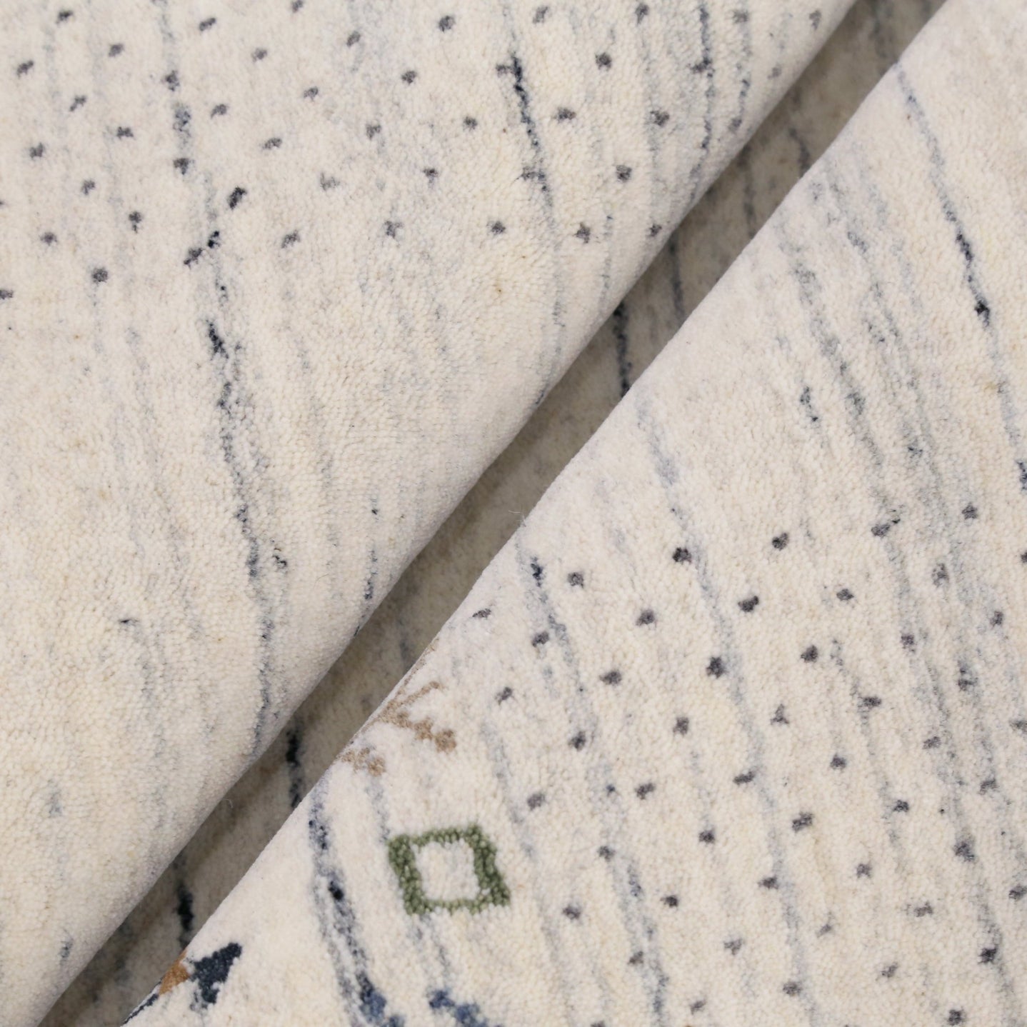 Ready to Ship Solid Ivory Border Patterns Hand Loomed Wool Area Rug - The Rug Decor