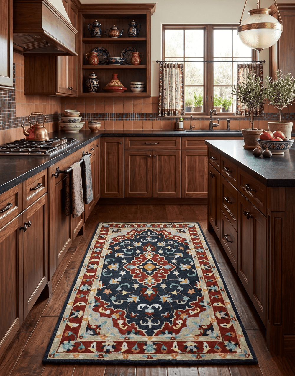 Ready to Ship Traditional Charcoal And Maroon Hand Tufted 5x8 Wool Rug - The Rug Decor