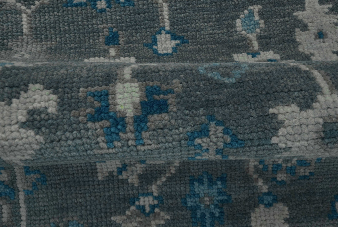 Ready to ship Traditional Gray And Blue 2.8x6 Wool Rug - The Rug Decor