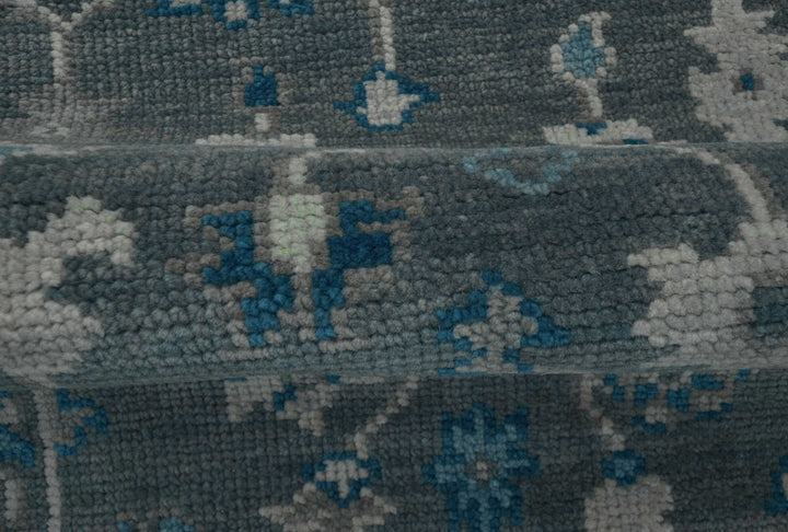 Ready to ship Traditional Gray And Blue 2.8x6 Wool Rug - The Rug Decor