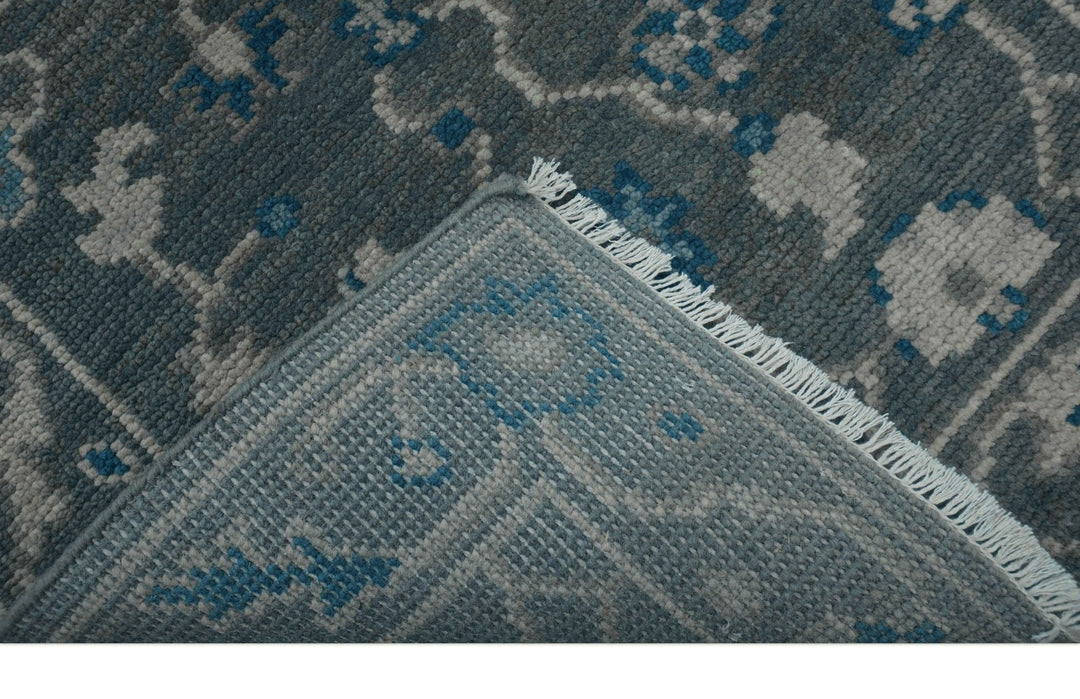 Ready to ship Traditional Gray And Blue 2.8x6 Wool Rug - The Rug Decor