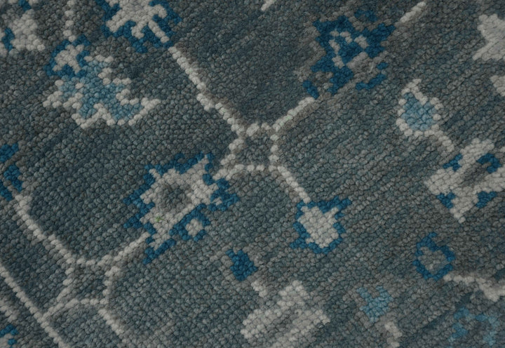 Ready to ship Traditional Gray And Blue 2.8x6 Wool Rug - The Rug Decor