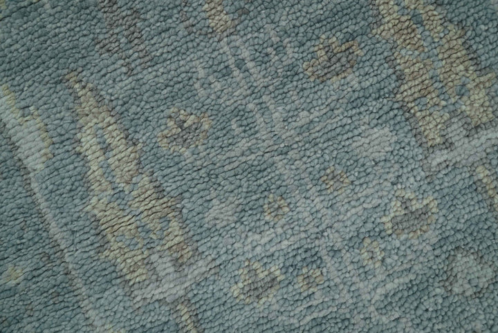 Ready to Ship Tree of life Teal And Beige 2.6x8 Wool Rug - The Rug Decor
