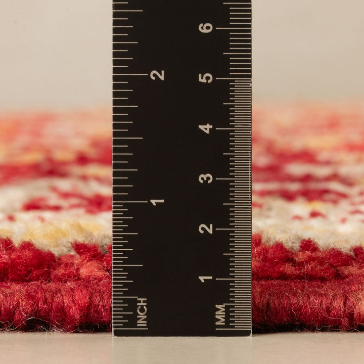 Red And Beige Contemporary Moroccan Hand Knotted 6x9.6 Wool Rug - The Rug Decor