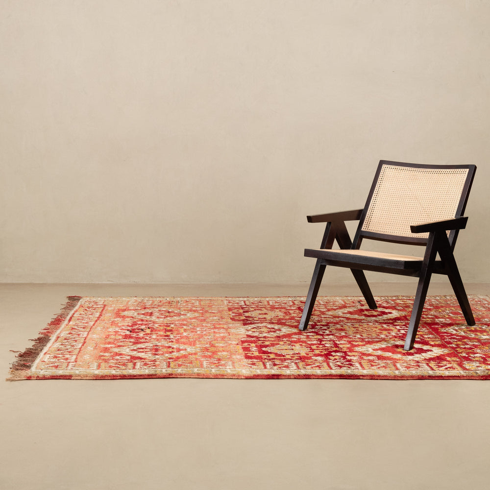 Red And Beige Contemporary Moroccan Hand Knotted 6x9.6 Wool Rug - The Rug Decor