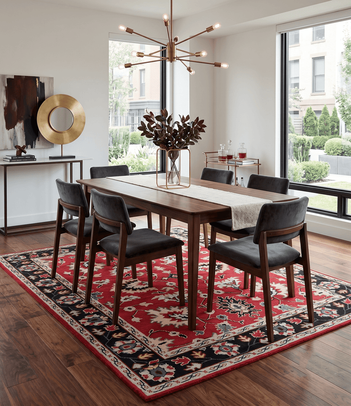 Red and Black Hand Knotted Traditional Oushak Custom made wool Area Rug - The Rug Decor