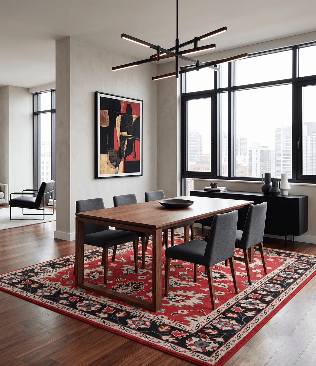 Red and Black Hand Knotted Traditional Oushak Custom made wool Area Rug - The Rug Decor