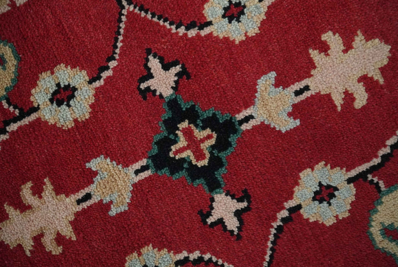 Red and Black Hand Knotted Traditional Oushak Custom made wool Area Rug - The Rug Decor