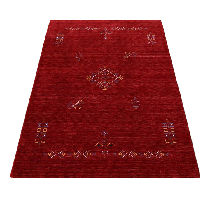 Red Center Medallion Tribal Design Hand Loomed Wool Area Rug - The Rug Decor