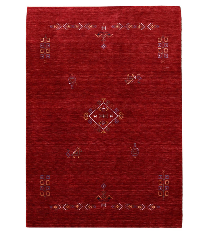 Red Center Medallion Tribal Design Hand Loomed Wool Area Rug - The Rug Decor