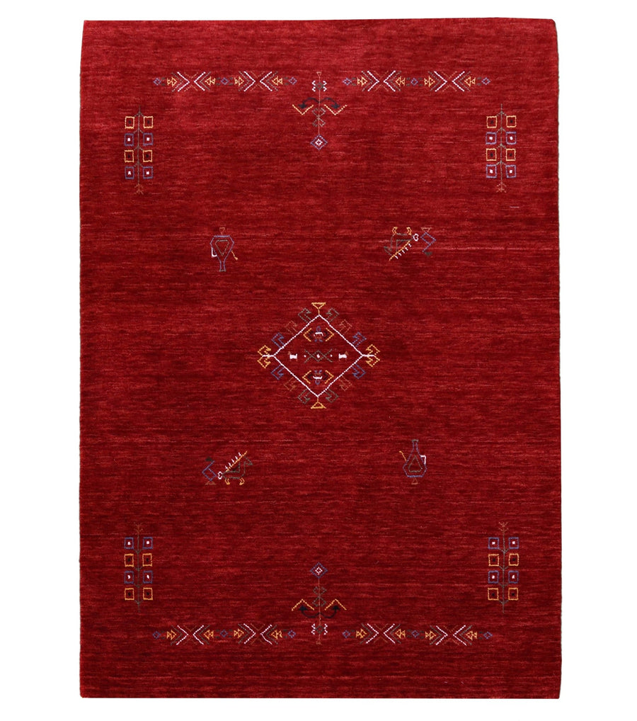 Red Center Medallion Tribal Design Hand Loomed Wool Area Rug - The Rug Decor