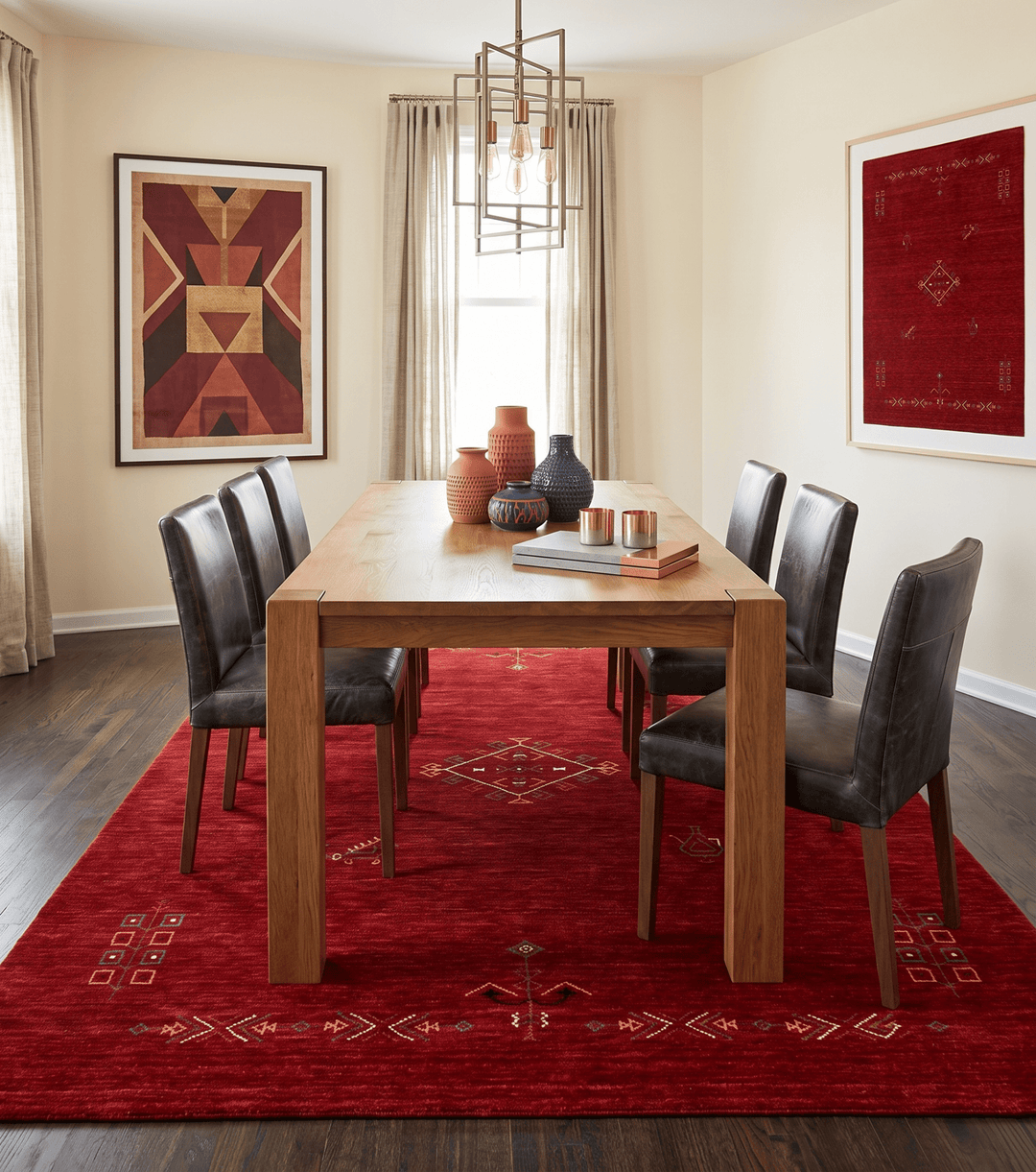 Red Center Medallion Tribal Design Hand Loomed Wool Area Rug - The Rug Decor