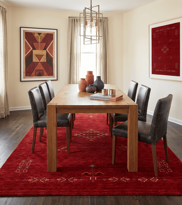 Red Center Medallion Tribal Design Hand Loomed Wool Area Rug - The Rug Decor