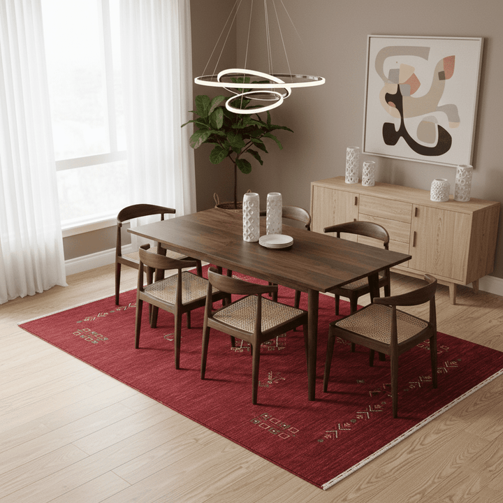 Red Center Medallion Tribal Design Hand Loomed Wool Area Rug - The Rug Decor