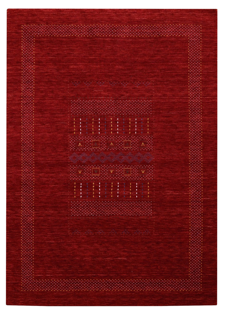 Red Center Pattern Hand Loomed Wool Area Rug - The Rug Decor
