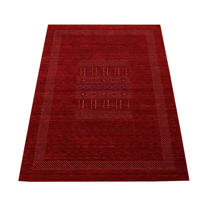 Red Center Pattern Hand Loomed Wool Area Rug - The Rug Decor