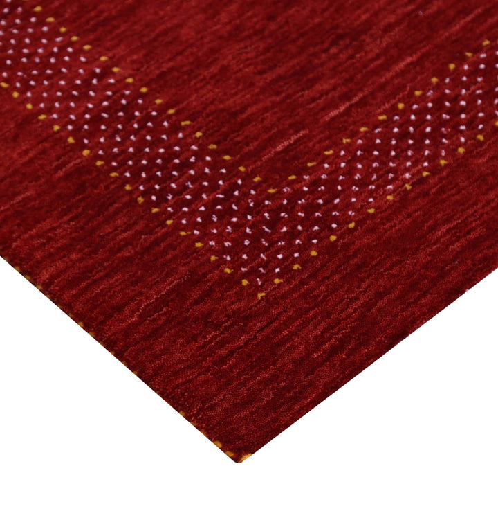 Red Center Pattern Hand Loomed Wool Area Rug - The Rug Decor