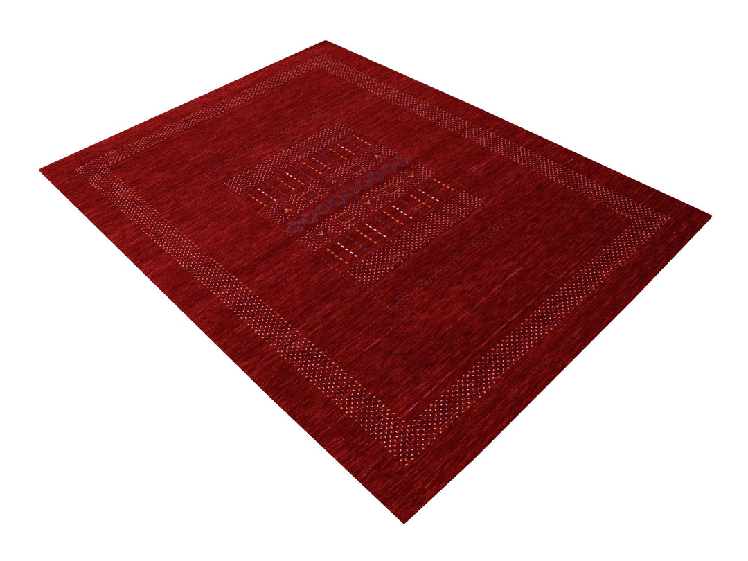 Red Center Pattern Hand Loomed Wool Area Rug - The Rug Decor