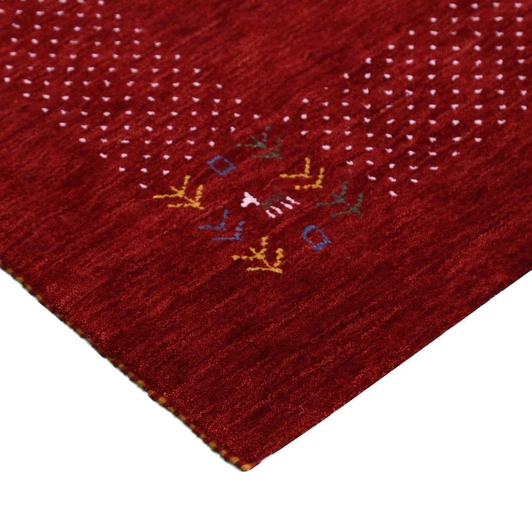Red Contemporary Border Motifs Hand Loomed Wool Area Rug - The Rug Decor