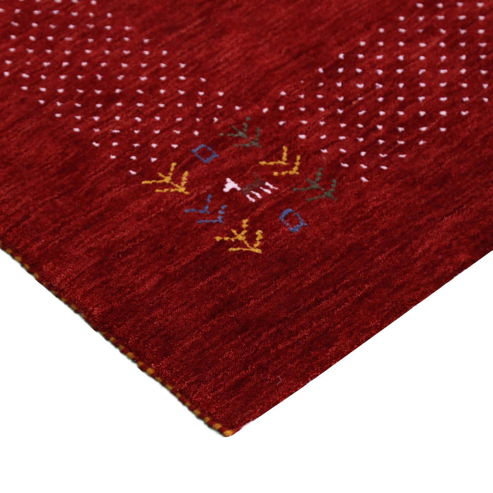 Red Contemporary Border Motifs Hand Loomed Wool Area Rug - The Rug Decor