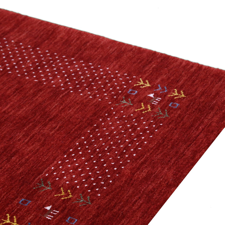 Red Contemporary Border Motifs Hand Loomed Wool Area Rug - The Rug Decor