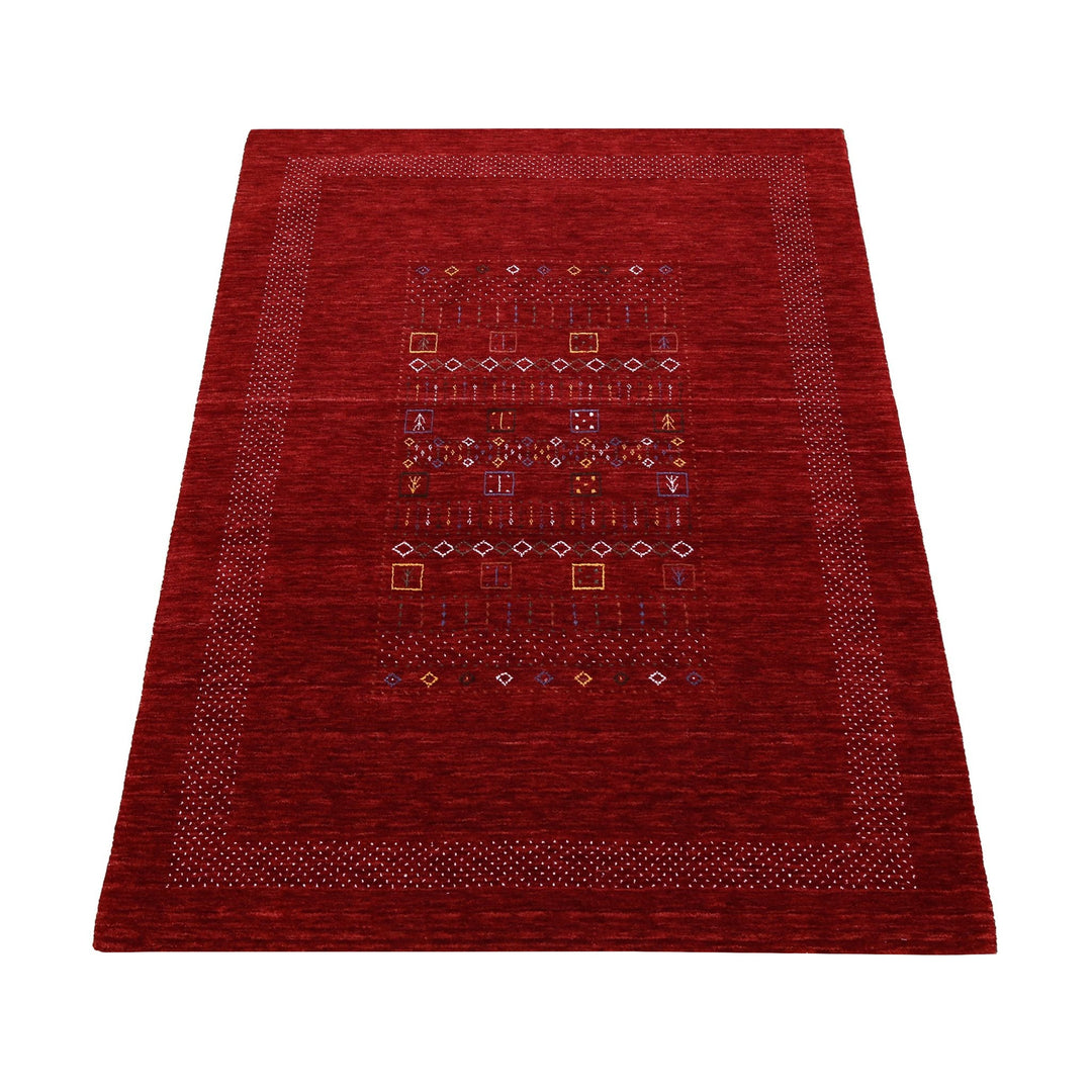 Red Contemporary Center Design Hand Loomed Wool Area Rug - The Rug Decor