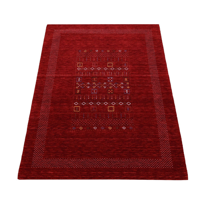 Red Contemporary Center Design Hand Loomed Wool Area Rug - The Rug Decor