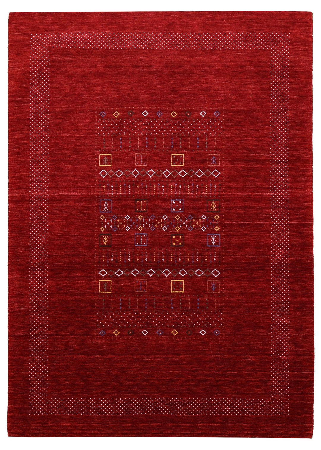 Red Contemporary Center Design Hand Loomed Wool Area Rug - The Rug Decor